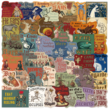 Set naljepnica, 50 kom, srednjovjekovni apstraktni grafiti dizajn, vodootporan, tiskani dizajn, za gitaru, bilježnicu i prtljagu