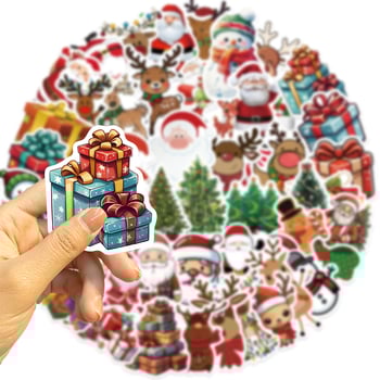 Shi Le božićne grafite naljepnice set od 50 listova, vodootporne, DIY ispis, sladak stil, za gitaru, bilježnicu i prtljagu