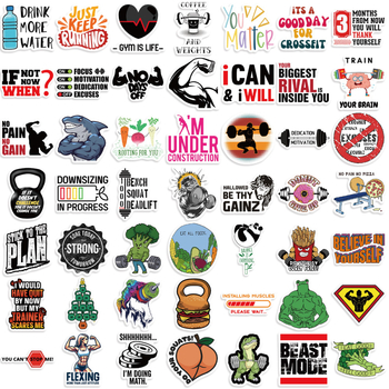 Set naljepnica – 50 vodootpornih grafiti dizajna s motivacijom za fitness, samoljepljive, DIY dekor za gitaru, laptop i prtljagu