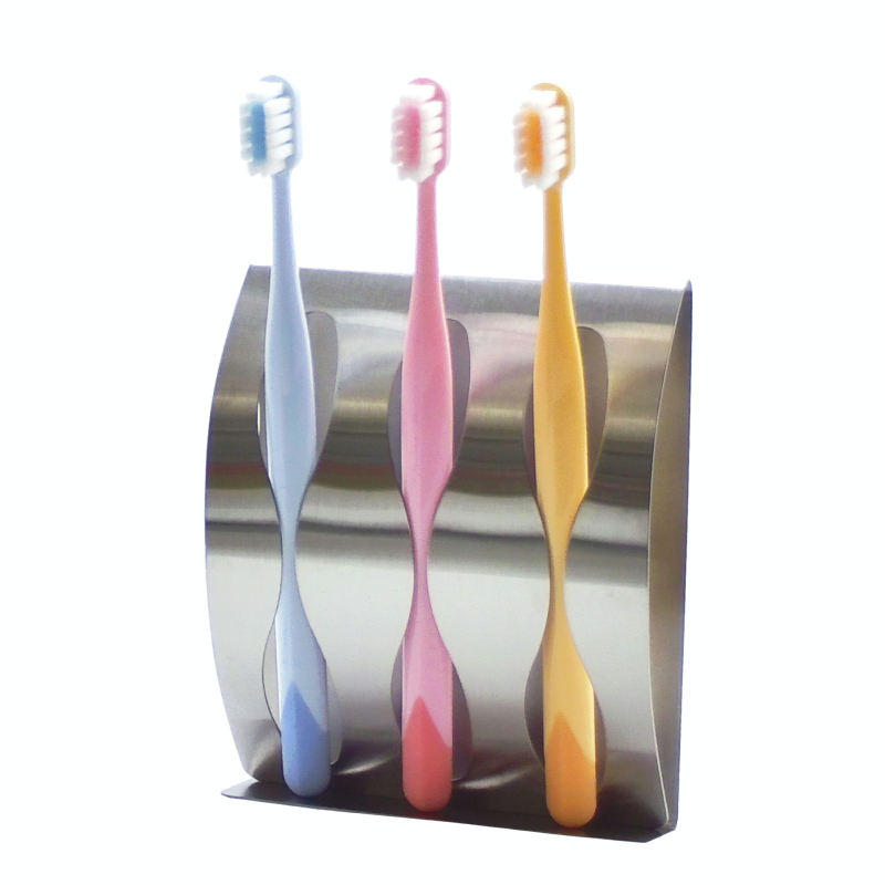 Držač četkice za zube od nehrđajućeg čelika — zidni, samoljepljivi, bez bušenja, s tri otvora, mogućnost ispisa logotipa
