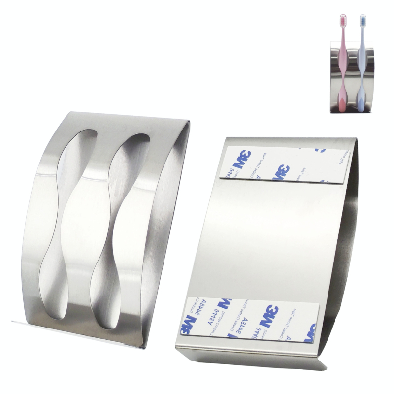 Držač četkice za zube od nehrđajućeg čelika — zidni, samoljepljivi, bez bušenja, s tri otvora, mogućnost ispisa logotipa