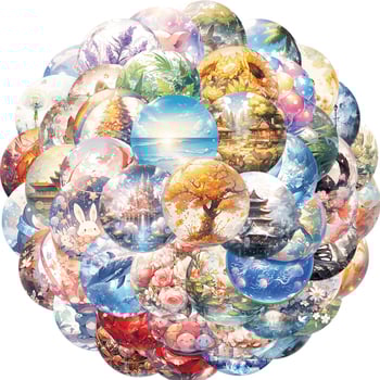 Pick-up brend svjetska tema naljepnice u staklenim kuglicama, 50 samoljepljivih vodootpornih naljepnica, otisak, sladak stil