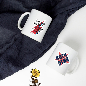 Стикер комплект: I LOVE MUSIC графити, самозалепващи стикери; 50 бр.; за багаж, бележник, телефон и китара; водоустойчиви; модел JXZ-DD172; мотив графити музика