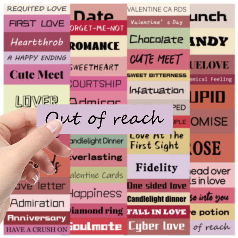 Set naljepnica - 50 crtani Valentinski graffiti naljepnice, vodootporne, ljepilo za gitaru, bilježnicu i prtljagu