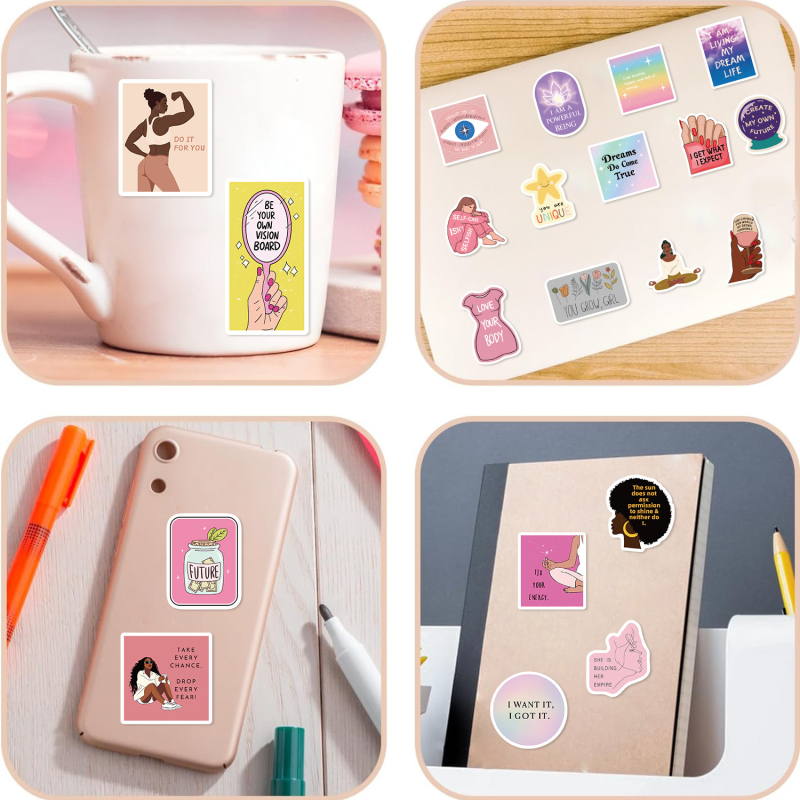 52-dijelni skup vodootpornih graffiti naljepnica za gitare, bilježnice i kofer – inspirativna vizija, DIY tiskanje, sladak stil