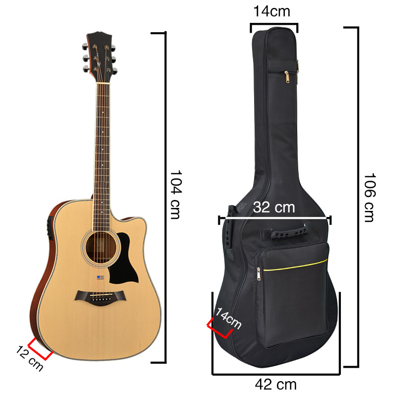 Torba za gitaru Carani WBD-5, 600D Oxford tkanina, 200D podstava, ergonomski stražnji panel