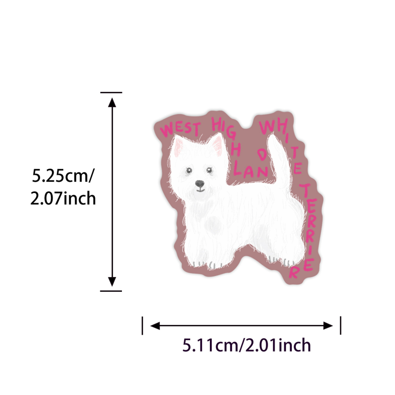 Dachshund serija naljepnica, 50 kom, PVC, vodootporne, otisnute, crtani stil