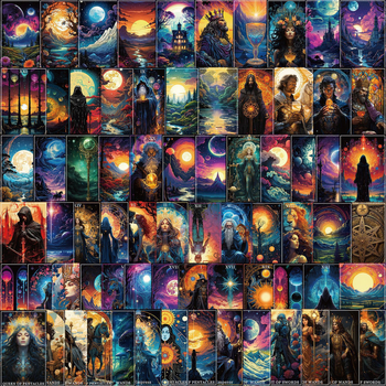 50 Tarot kártya graffiti matrica gitárhoz, jegyzetfüzethez és bőröndhöz – vízálló, nyomtatási kivitel, aranyos stílus