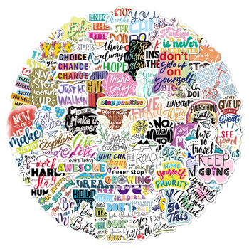 Set naljepnica: 100 vodootpornih inspirativnih graffiti naljepnica za gitare, boce i kufere — nordijski stil, tisak i laserska obrada