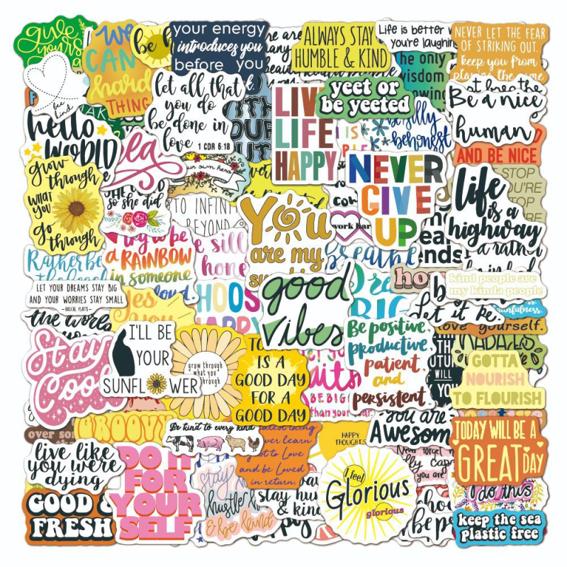 Set naljepnica: 100 vodootpornih inspirativnih graffiti naljepnica za gitare, boce i kufere — nordijski stil, tisak i laserska obrada