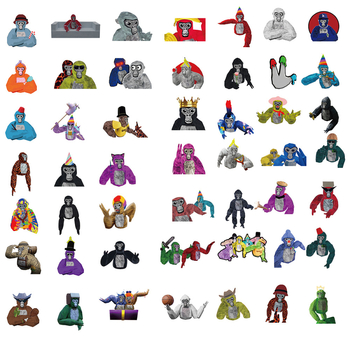 Gorilla Game set naljepnica, 50 kom, ljepive, vodootporne, za gitaru, bilježnicu i prtljagu