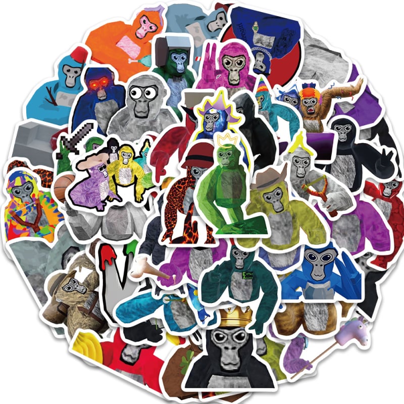 Gorilla Game set naljepnica, 50 kom, ljepive, vodootporne, za gitaru, bilježnicu i prtljagu