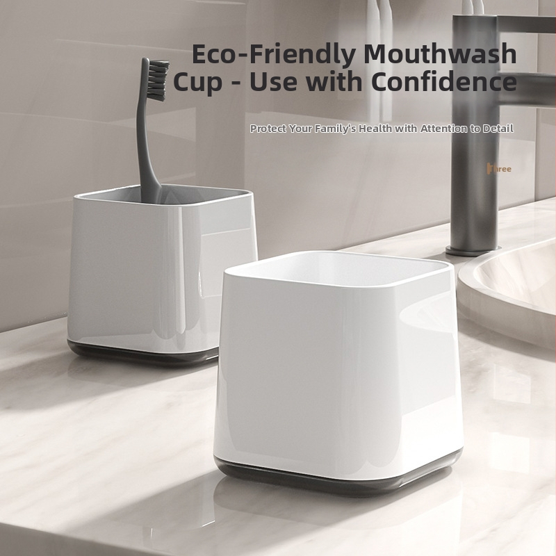 Fogkefetartó és szájöblítő pohár – műanyag fürdőszobai szett, fúrás nélküli rögzítés, logó nyomásának lehetősége, 60 készlet + 200 pohár
