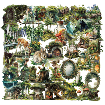 Vodootporne PET naljepnice – Forest Secret Series, crtani dizajn, za prtljagu, mobitel i gitaru