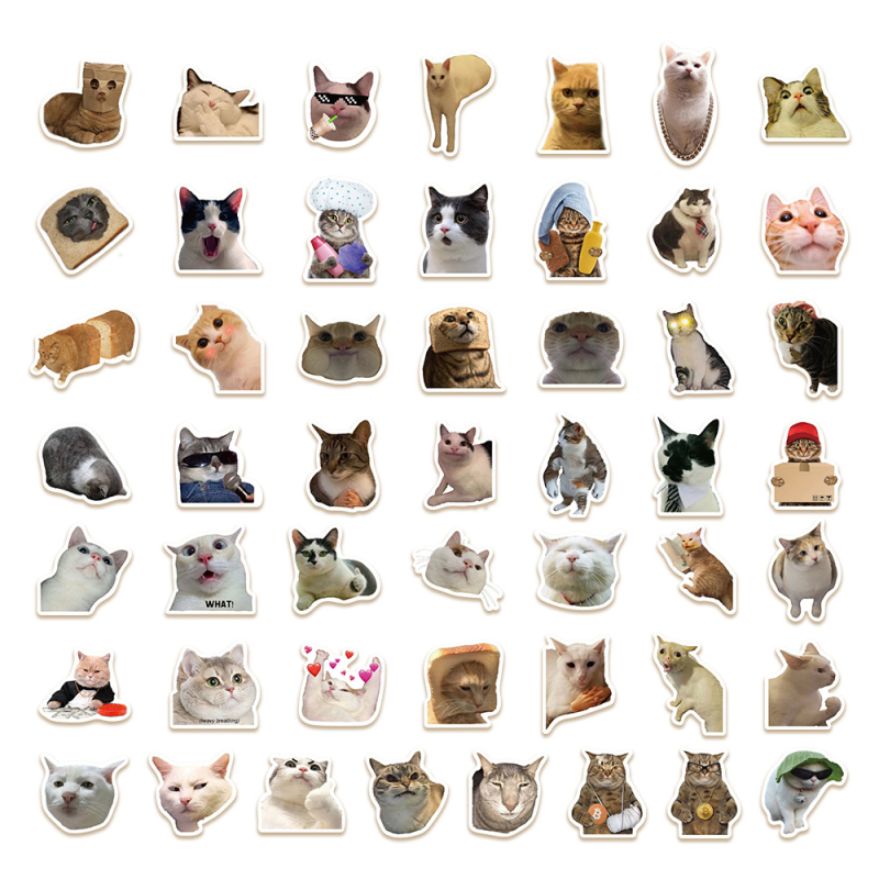 Shengqi 100 smiješnih mačjih naljepnica za prtljagu, laptop, gitaru i čašu vode – vodootporne DIY naljepnice, sladak stil, ispis