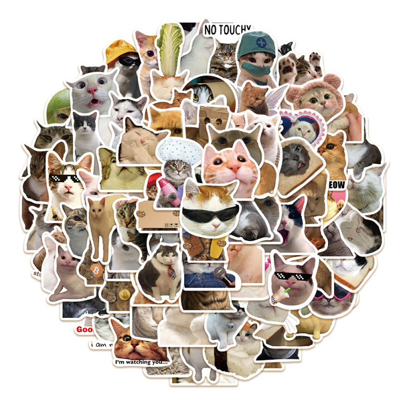 Shengqi 100 smiješnih mačjih naljepnica za prtljagu, laptop, gitaru i čašu vode – vodootporne DIY naljepnice, sladak stil, ispis