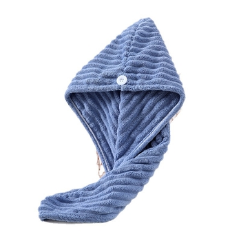 Hullám mintázatú hajszárító sapka korall plüsselből (Anyag: korall plüss; Kategória: hajszárító sapka; Feldolgozás: szegélyezés; Súly: 80–99 g)