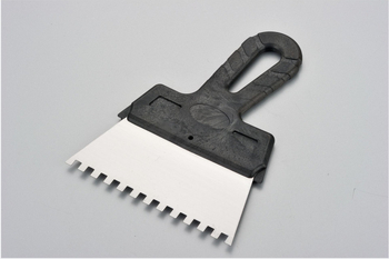 Fogazott glettkés rozsdamentes acél penge és műanyag markolattal, glettelő készlet sorozat, kód Xf-b016