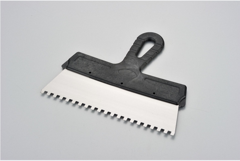 Fogazott glettkés rozsdamentes acél penge és műanyag markolattal, glettelő készlet sorozat, kód Xf-b016