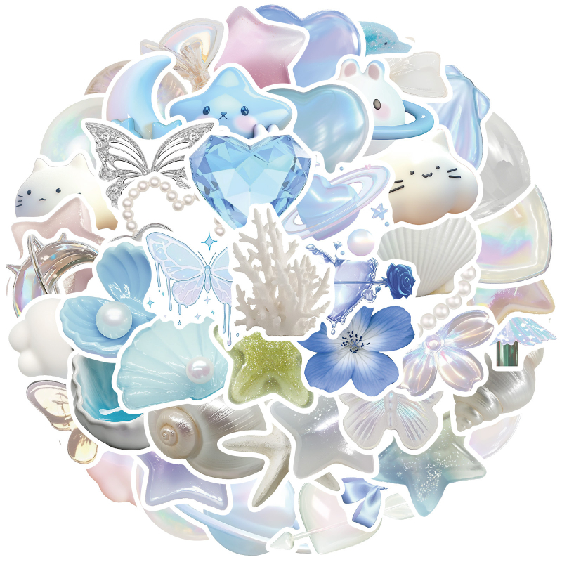 DIY graffiti naljepnice set — 50 kom, vodootporne, cartoon stil, PVC+papir, prilagodljivo