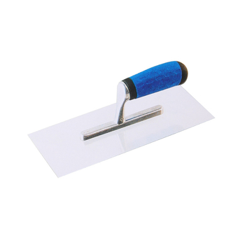 Glettelő kés lapos pengével, műanyag és fa markolattal, téglázásra és glettelésre