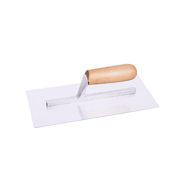 Glettelő kés lapos pengével, műanyag és fa markolattal, téglázásra és glettelésre