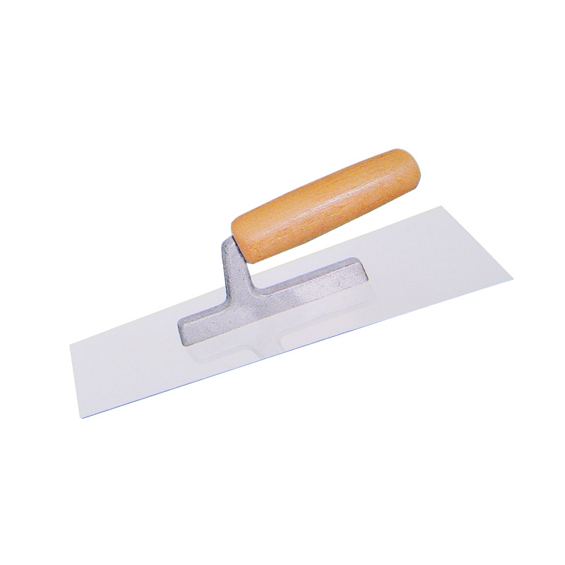 Glettelő kés lapos pengével, műanyag és fa markolattal, téglázásra és glettelésre
