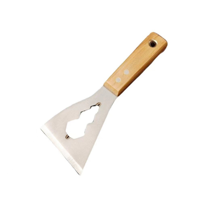 Spatulă multifuncțională pentru curățarea chitului și mortarului – oțel inoxidabil cu mâner din lemn, design îngroșat, unelte grele de renovare, imprimare logo disponibil