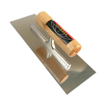 Rozsdamentes acél glettelő spatula tölgyfa nyéllel és alumínium talppal, gletteléshez és falazáshoz