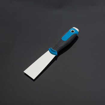 Glettkés rozsdamentes acélból, tükörfényes felület, műanyag fogantyú, sík pengével, falak glettelésére