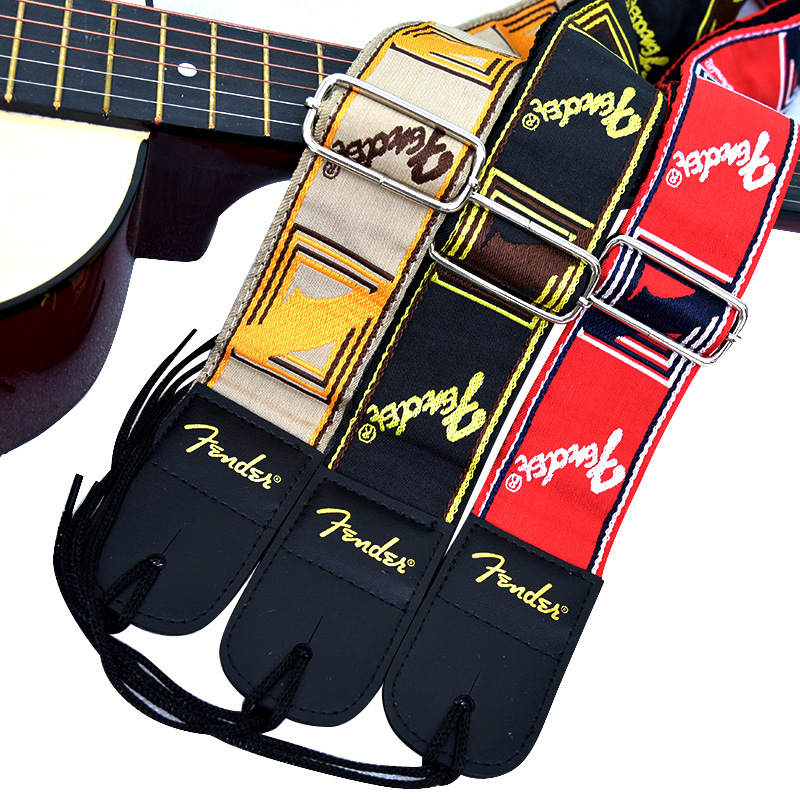 Bretea de chitară cu broderie țesută, din bumbac, căptușeală din nylon, curea de umăr curbată; potrivită pentru chitare, chitare electrice, bas electric; model CXFD, Carmani
