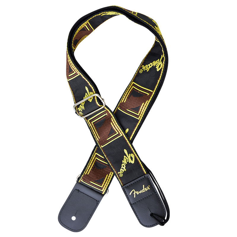 Bretea de chitară cu broderie țesută, din bumbac, căptușeală din nylon, curea de umăr curbată; potrivită pentru chitare, chitare electrice, bas electric; model CXFD, Carmani