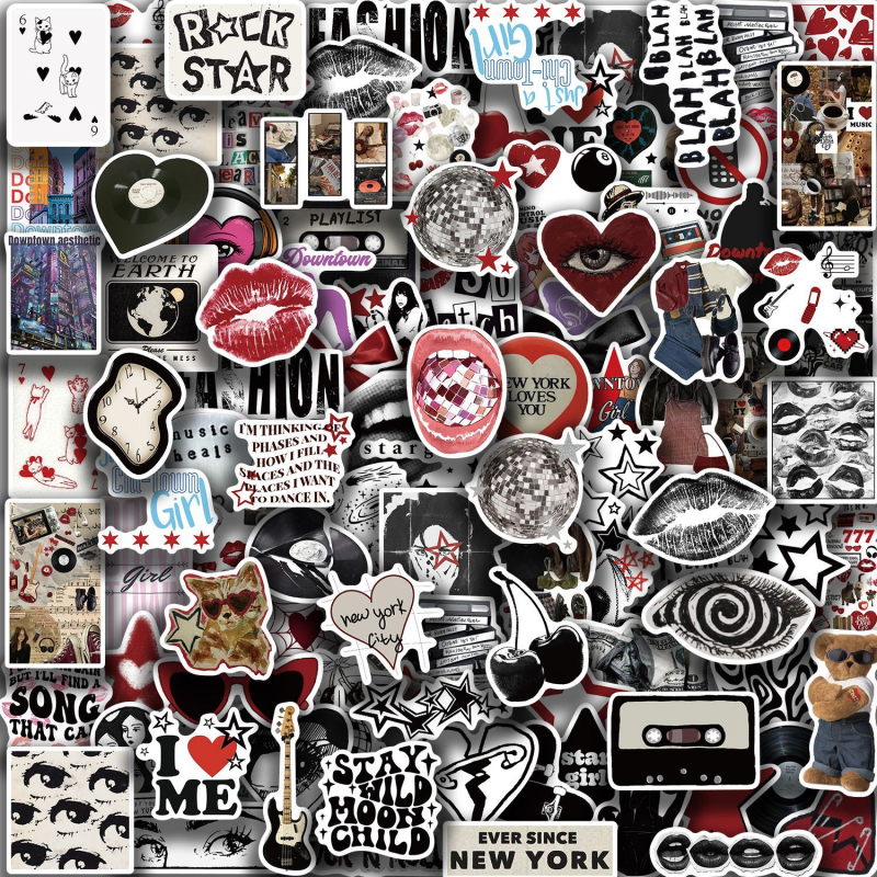 Set od 100 naljepnica Y2K Downtown Girls, vodootporne, samoljepljive, tiskani dizajn za gitaru, bilježnicu i prtljagu — sladak stil