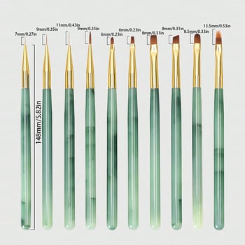 Pix liner pentru artă unghii, pensulă fină pentru linii, instrument de desen pentru gel, pensă pentru flori, set de 10 — Origine Zhejiang, marcă autohtonă