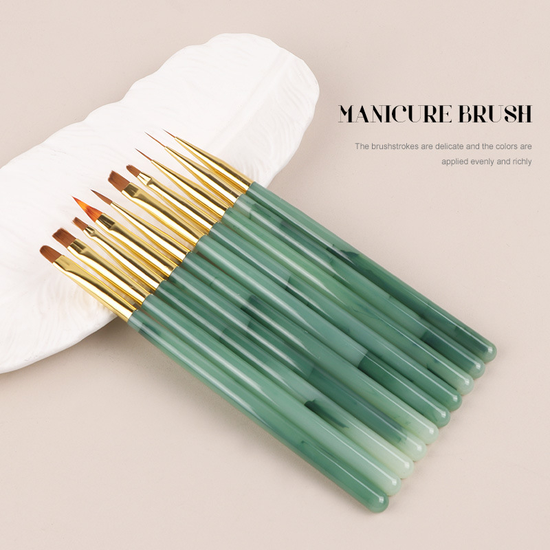 Pix liner pentru artă unghii, pensulă fină pentru linii, instrument de desen pentru gel, pensă pentru flori, set de 10 — Origine Zhejiang, marcă autohtonă