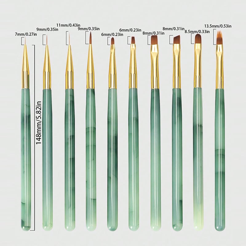 Pix liner pentru artă unghii, pensulă fină pentru linii, instrument de desen pentru gel, pensă pentru flori, set de 10 — Origine Zhejiang, marcă autohtonă