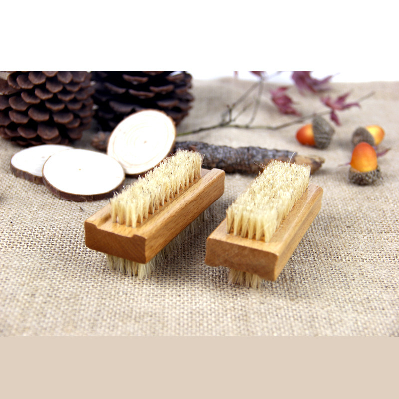 Perie de curățare din lemn de fag, cu peri din păr de porc, pentru spălarea mâinilor și a unghiilor, gravabil