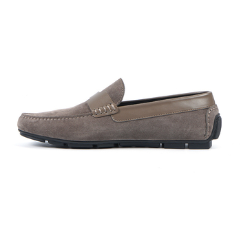 Loafers slip-on pentru bărbați, din piele naturală, talpă din cauciuc, vârf rotund, profil redus