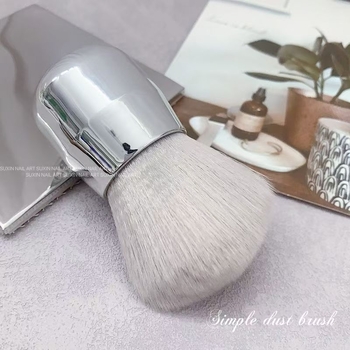 Perie de praf pentru unghii cu cap de ciupercă, peri moi, mâner metalic