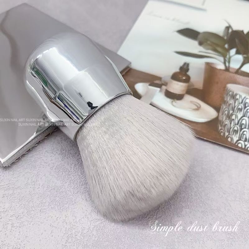 Perie de praf pentru unghii cu cap de ciupercă, peri moi, mâner metalic