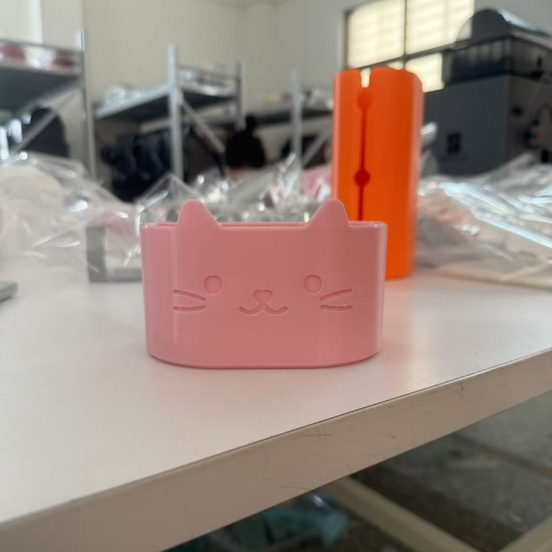 Suport pentru periuțe de dinți cu temă pisică, drenaj cu 3 compartimente, organizator de baie de birou