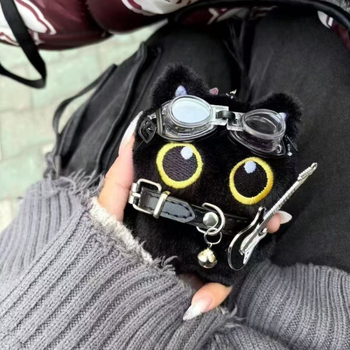 Breloc pluș cu pisicuță cu ochi mari, accesorii pentru bagaje în stil desen animat, model animale mici, producție semi-manuală, cod produs Ysk-25022