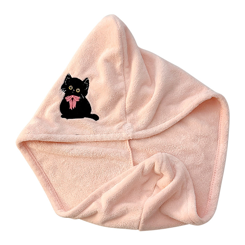 Kapa za sušenje kose za dugu kosu, koralni pliš, crtani stil, 50 g, ponovno upotrebljivo, opća namjena