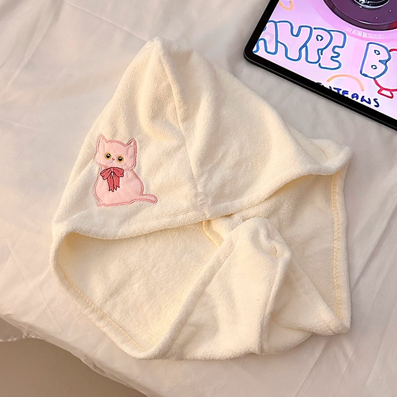 Kapa za sušenje kose za dugu kosu, koralni pliš, crtani stil, 50 g, ponovno upotrebljivo, opća namjena