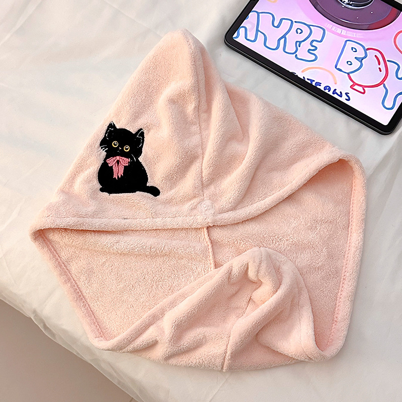 Kapa za sušenje kose za dugu kosu, koralni pliš, crtani stil, 50 g, ponovno upotrebljivo, opća namjena