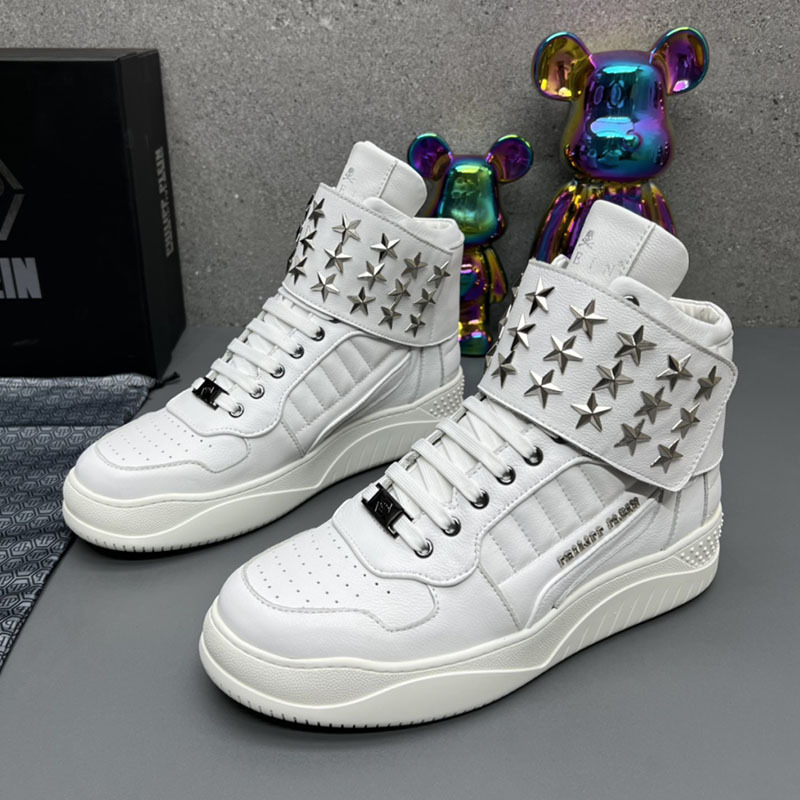 Muške visoke kožne tenisice – prozračne, vezivanje šnurkama, gumena pjena u potplatu, niski potpetica 1–3 cm, srednja visina gornjeg dijela