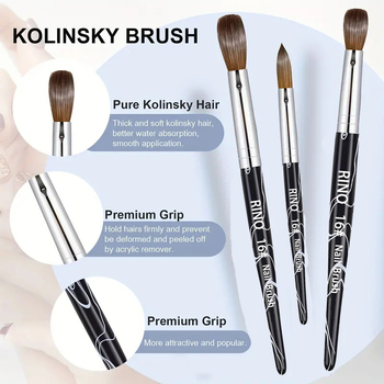 RINO akrilni set za manikuru s kristalnim perom i četkom za nokte, prijenosna ručka