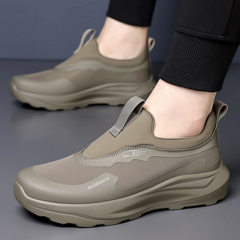 Muške tenisice slip-on za svakodnevnu upotrebu i planinarenje — niski gornji dio, tehnički tkanina s offset otiskom, EVA uložak, prozračna mreža, PU đon, visina pete 3–5 cm