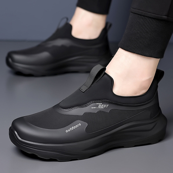 Muške tenisice slip-on za svakodnevnu upotrebu i planinarenje — niski gornji dio, tehnički tkanina s offset otiskom, EVA uložak, prozračna mreža, PU đon, visina pete 3–5 cm