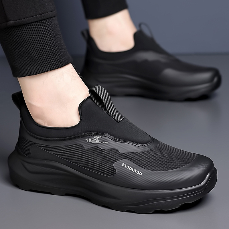 Muške tenisice slip-on za svakodnevnu upotrebu i planinarenje — niski gornji dio, tehnički tkanina s offset otiskom, EVA uložak, prozračna mreža, PU đon, visina pete 3–5 cm